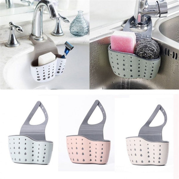 Sink Shelf Soap Sponge Drain Rack Silicone Storage Basket Bag