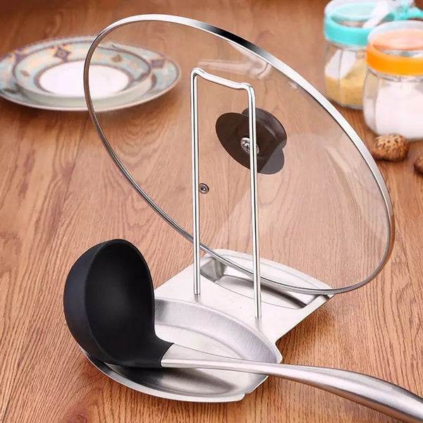 Stainless Steel Pan Pot Cover Lid Rack Stand Soup
