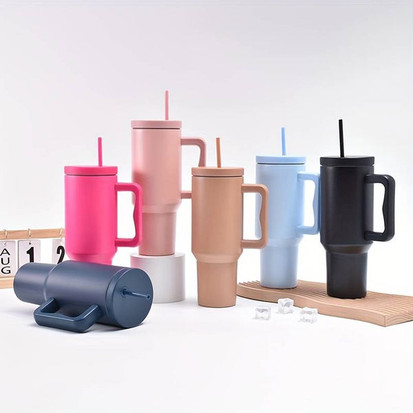 40oz 304 stainless steel insulated cup 1200ml large capacity straw handle car cup ice cream cup