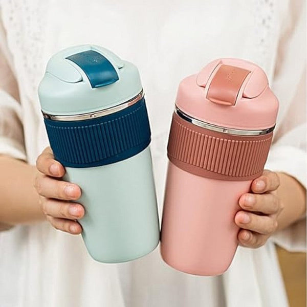 Vacuum Insulated Coffee Tumbler, Stainless Steel, with 2 in 1 Straw & Sipper Lid