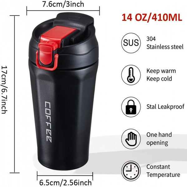14oz Travel Coffee Mug with Direct Drinking and Pop-Up Straw Function, Spill-Proof Stainless Steel Coffee Cup - Keep Your Drinks Hot/Cold on the Go
