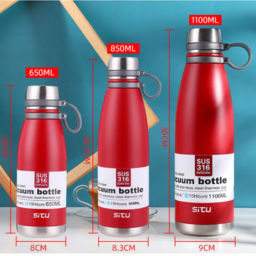 Large Capacity 650ml-1100ml Thermos Water Bottle Stainless Steel 1000ml Strap Smart Mug For Kids Strong Vacuum Flask Tea Cup