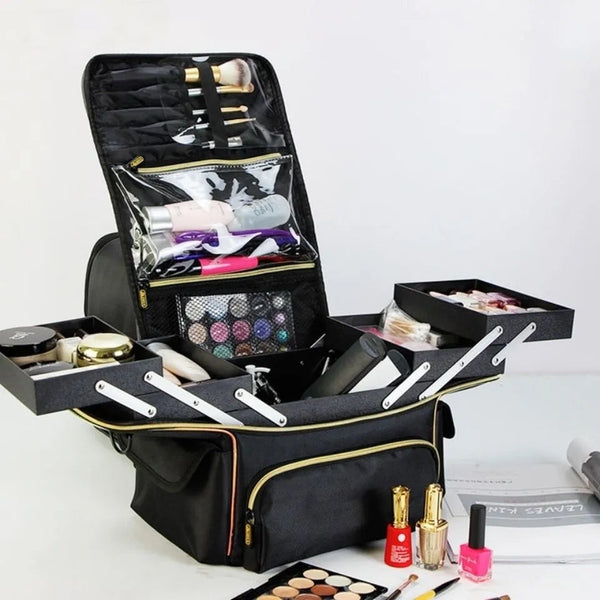 Large Capacity Women Travel Cosmetic Organizer Suitcase