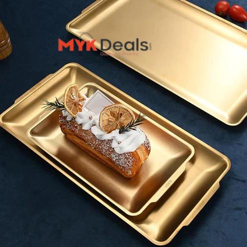Stainless Steel Rectangular Tray Gold