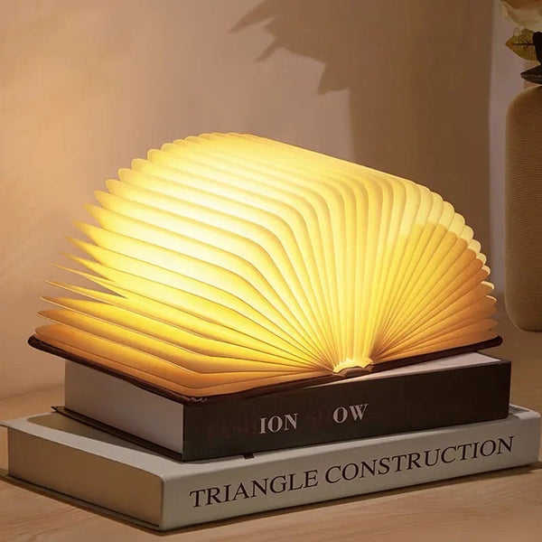 LED Wooden Book Lamp, 3D Folding Wooden Book Lamp, Multicolor Colors Folding Night Light, USB Recharge Wooden Book Light Decor, Book Light for Bedroom