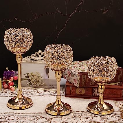 Crystal Tealight Candle Holder Set of 3