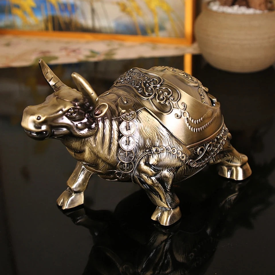 Bull Statue Retro Windproof Ashtray