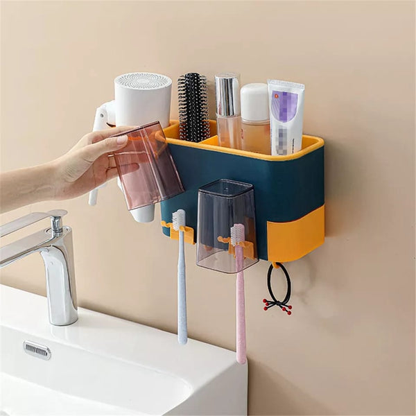 Multi-functional Punch Free Tooth Brush Hanging Holder Home Supplies Storage Rack