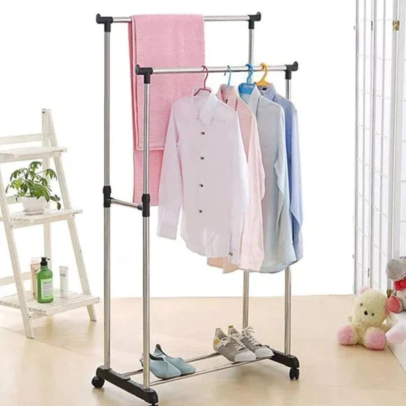 Double-Pole Clothes Rack