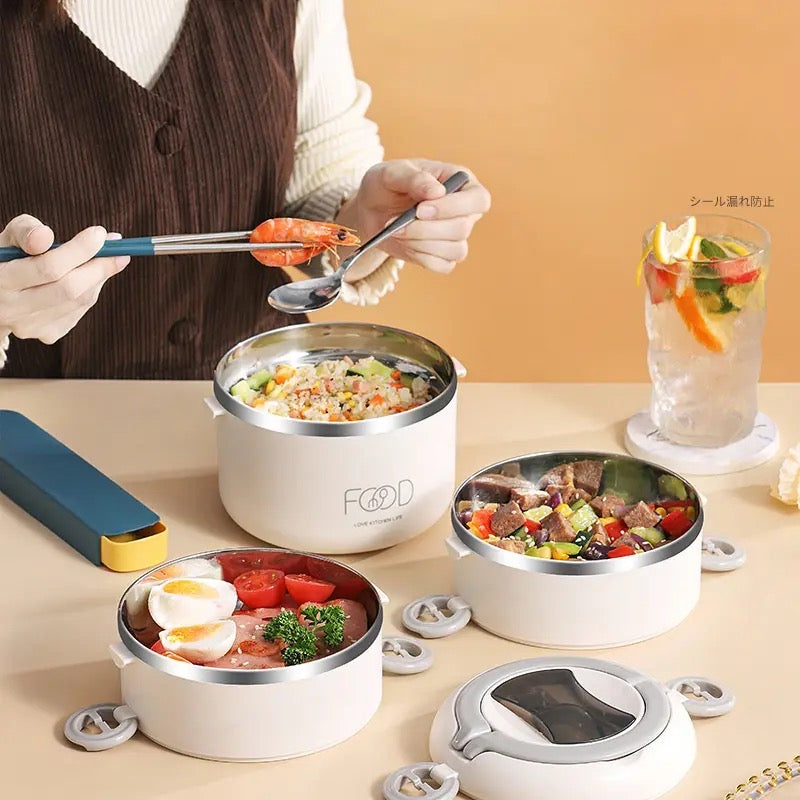 Warm Lunch Box With Bag, Multilayer Stainless Steel.