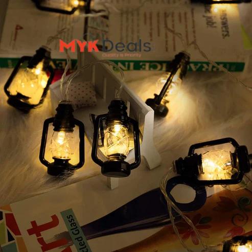 Set Of 10 Lantern String Light, Led Decor Kerosene Oil Lamp Fairy Light, Battery Powered Lantern Fairy Garland Light, Barn Lanterns Battery Powered