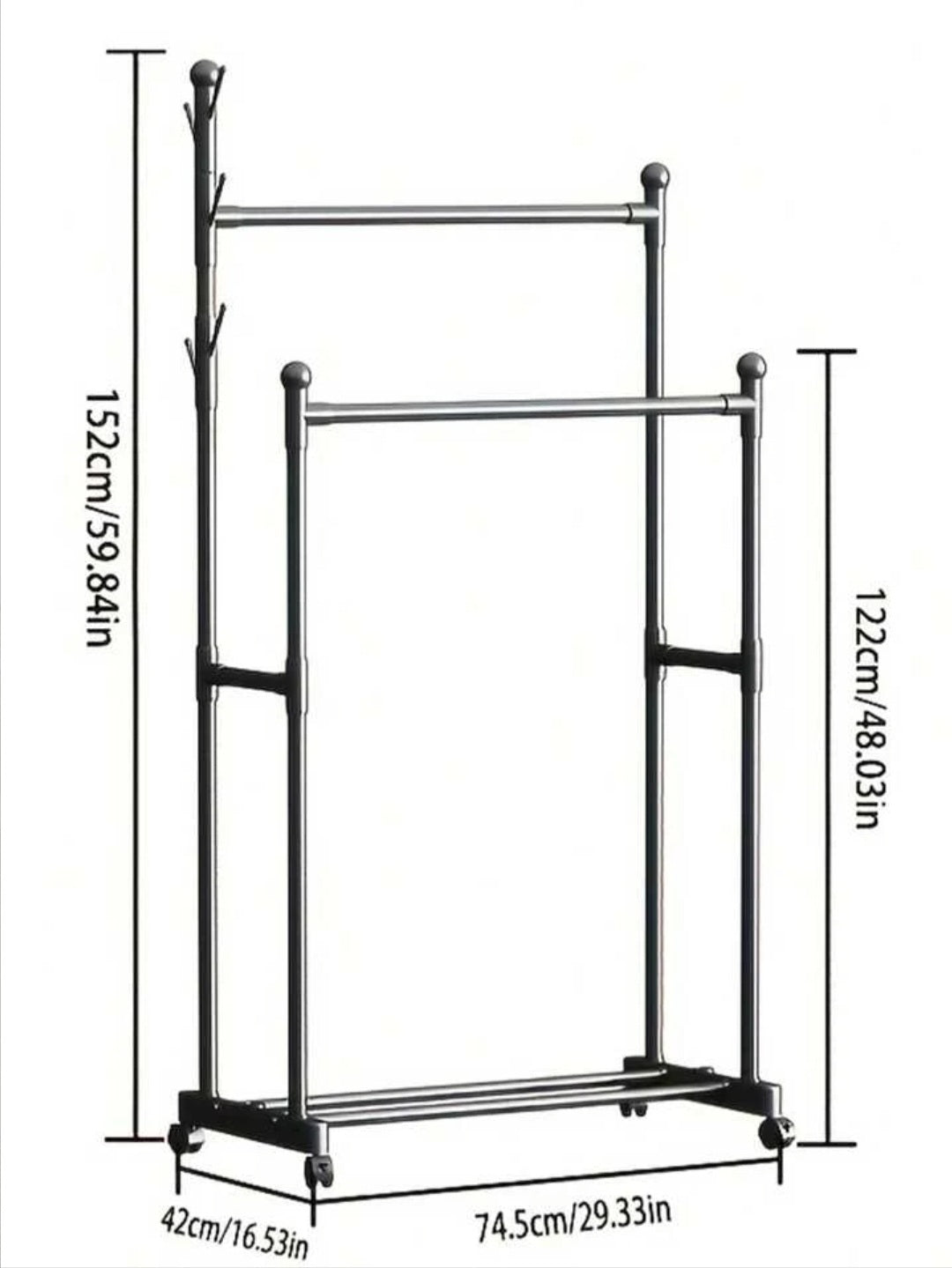 2.5 Inch Hanging Rack Double Portion Cloth Hanging Rack