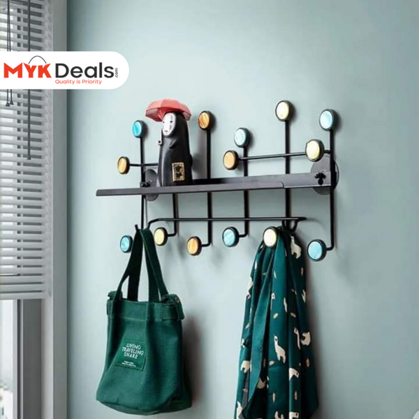 Modern Style Wall Shelf With Hooks