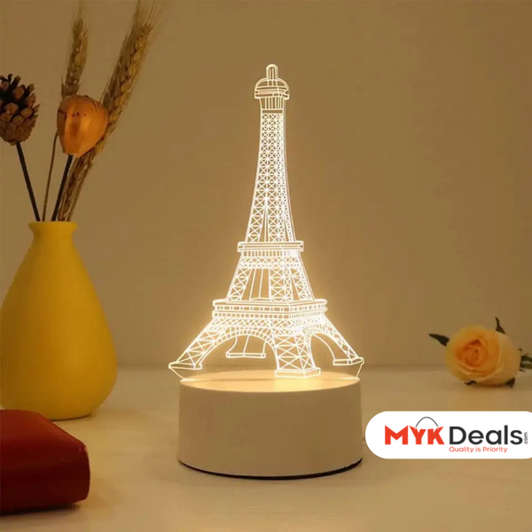 3D Eiffel Towel Lamp, Creative Table Bedside Lamp, Decorative Acrylic LED Night Light, 3D Tower Night Light, Optical Illusion Lamp For Bedroom, Nursery, Living Room, Ambient Light For Home