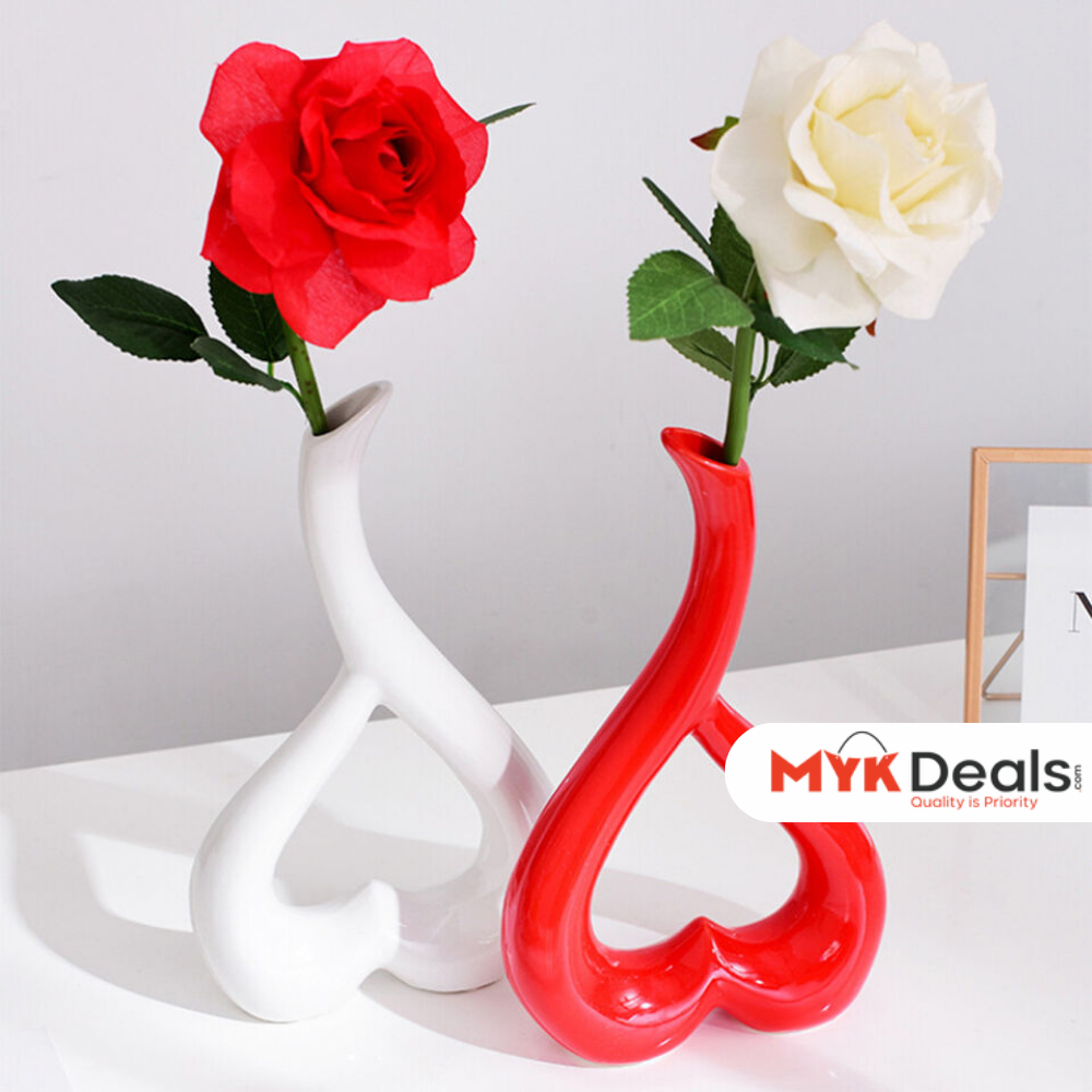 3D Heart Shape Flower Vase, Table Decor Flower Receptacle Ornament, Modern Minimalist Ceramic Vase, Office Desktop Living Room Interior Decoration, Floral Flower Arrangement Statues, Home Decoration Furnishing Pottery