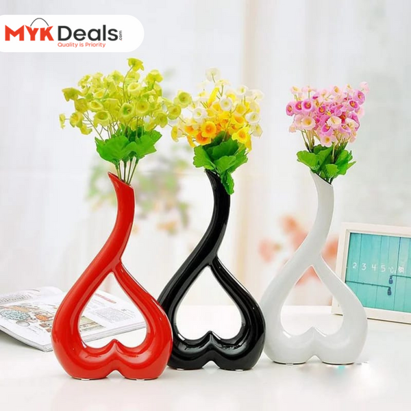 3D Heart Shape Flower Vase, Table Decor Flower Receptacle Ornament, Modern Minimalist Ceramic Vase, Office Desktop Living Room Interior Decoration, Floral Flower Arrangement Statues, Home Decoration Furnishing Pottery