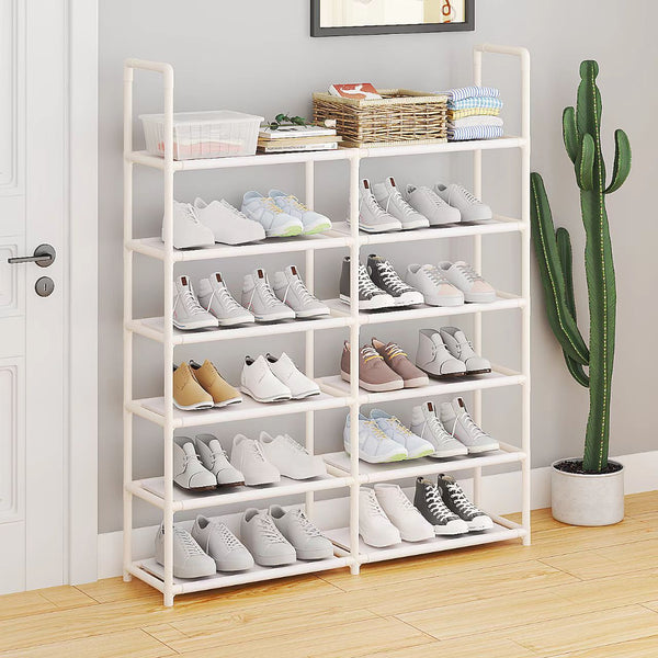 6 layer Simple Style Iron Plastic Shoe Rack, Multilayer Home Space Saving Organizer Stand