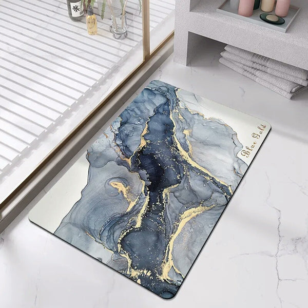 New Elegant Marble Print Sqaure Bath Mat Water Super Absorbent Non-Slip(B) random patterns and colours