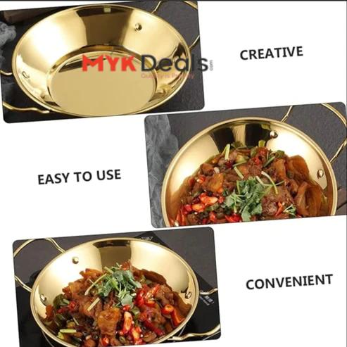 Stainless Steel Golden Korean Wok 24cm