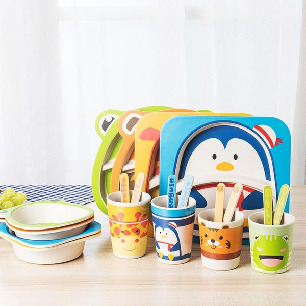 KIDS 5IN1 BAMBOO FIBRE TABLEWARE SET