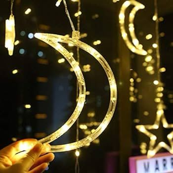 Moon & Star LED Curtain String Decorative Lights for Home Décor