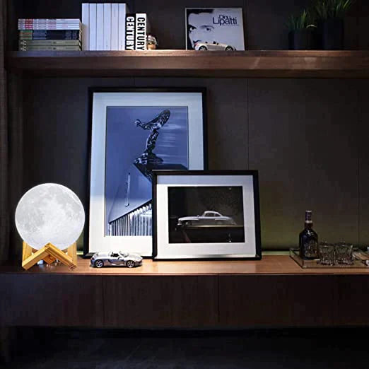 3D Moon Lamp Light For Bedroom With Beautiful Plastic Stand