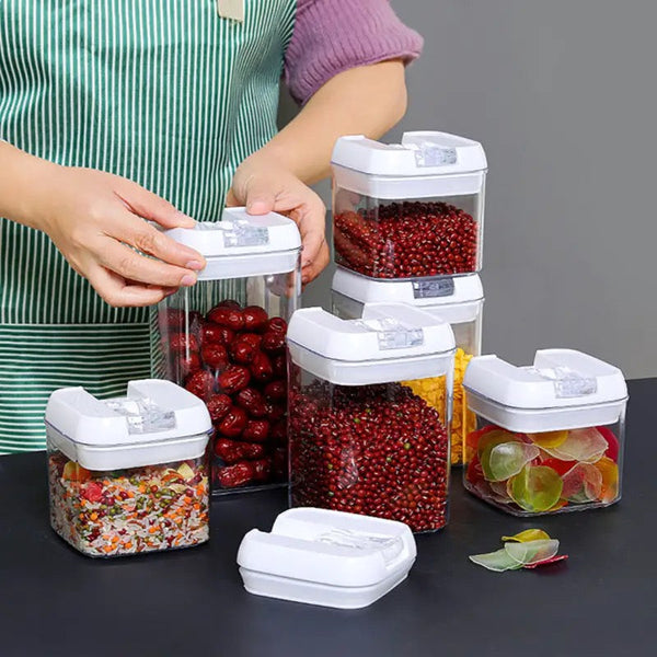 Plastic Food Storage Container Jar, Kitchen Organizer Jars Box, Transparent Sealed Cans Jars For Spices, Multi Capacity Grain Storage Box, Kitchen Snacks Dry Plastic Fresh Keeping Tank