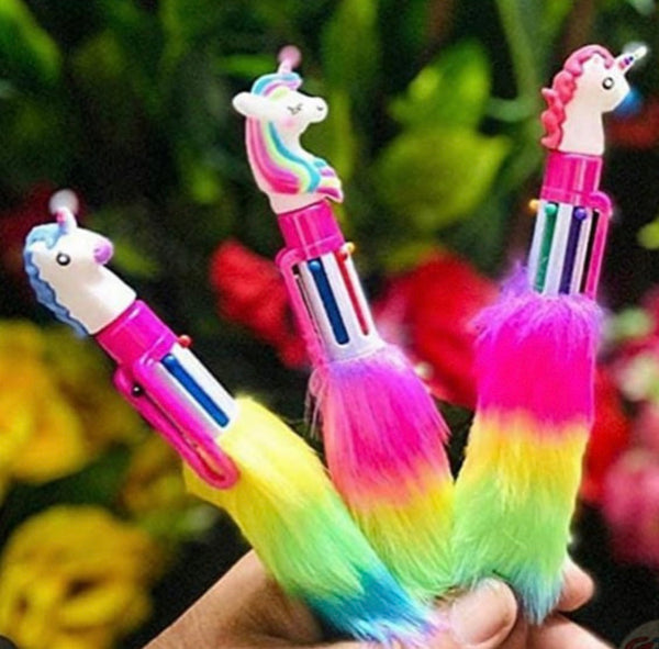 Unicorn Feather Ball Point Pen, Plush Cute Multicolor Office Signature Pen, Romantic Stationery Gift