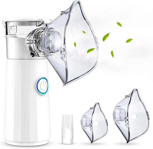 Portable Nebulizer, Handheld Travel Steam Compressor, Handheld Airway Inhale Humidifier Nebulizer, Mesh Atomizer Mini Nebulizer, Medical Asthma Inhaler Atomizer, Cool Mist Inhaler for Adults & Kids, Low Noise Inhaler Nebulizer with Mouthpiece And Mask