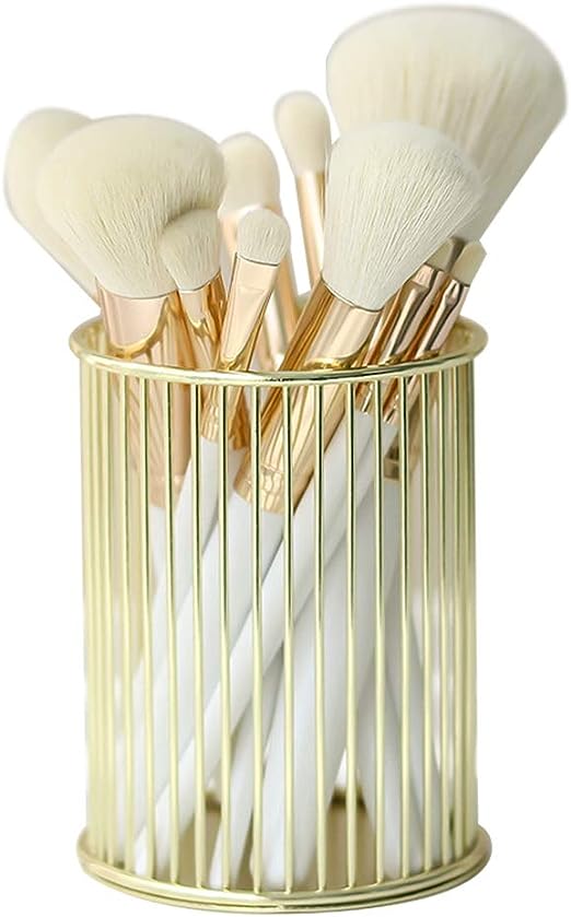 Wire Mesh Pen Holder, Metal Desktop Pen Holder, Round Stick Cylinder Pen Pencil, Makeup Brush Holder, Desktop Storage Box for Office Home, Metal Hollow Out Pen Holder for Desk, Desktop Accessories Wire Makeup Brush Holder