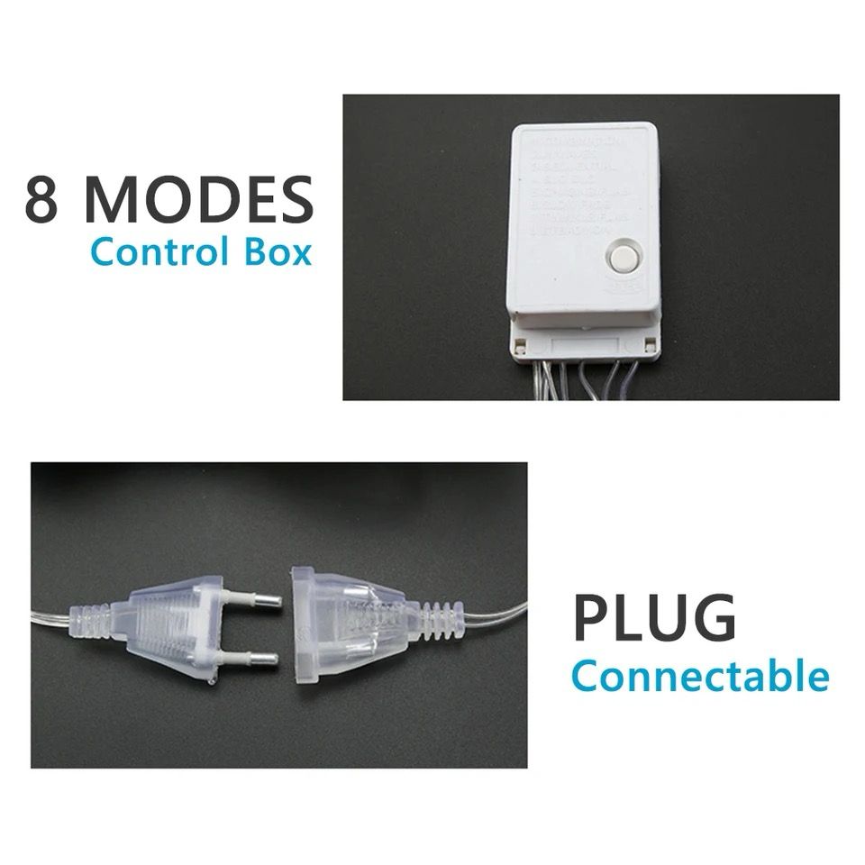 LED Star String Light Waterproof 8 Modes Warm White Curtain Lights